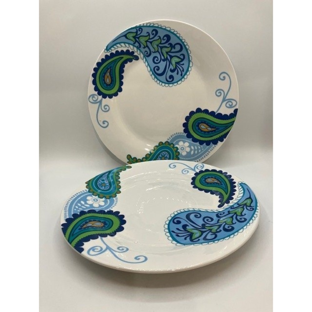 Royal Norfolk Set of 2 Dinner Plates, Paisley Design 10.5" Diameter‎